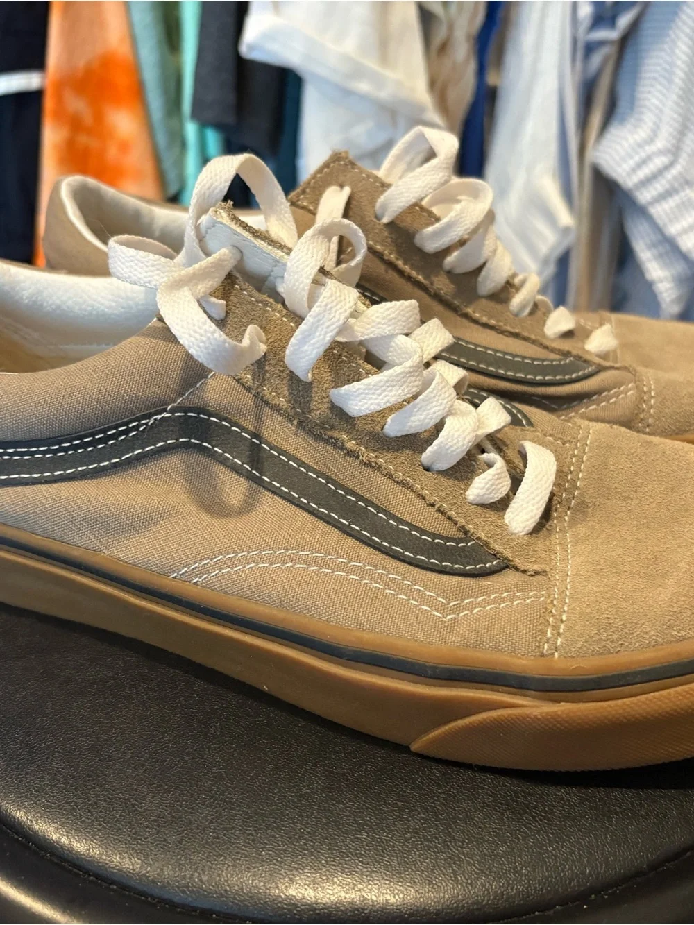Vans Men's Low-Top Sneakers in Tan, White, and Black